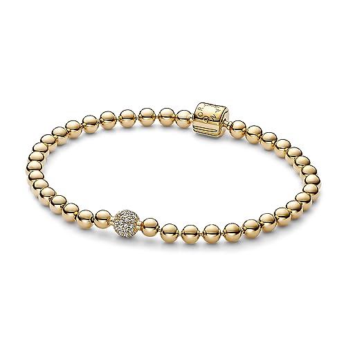 PANDORA Kugeln & Pavé Armband aus Sterling Silber mit 14 Karat vergoldete Metalllegierung, Zirkonia, Größe: 17cm, 568342C01-17 PANDORA Kugeln & Pavé Armband aus Sterling Silber mit 14 Karat vergoldete Metalllegierung, Zirkonia, Größe: 17cm, 568342C01-17 von PANDORA