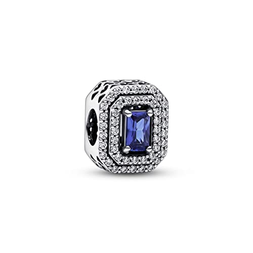 PANDORA Timeless Funkelndes Blaues Mehrstufiges Rechteck Charm aus Sterling-Silber, kompatibel mit Armbändern aus der Moments Kollektion, 792385C01 PANDORA Timeless Funkelndes Blaues Mehrstufiges Rechteck Charm aus Sterling-Silber, kompatibel mit Armbändern aus der Moments Kollektion, 792385C01 von PANDORA