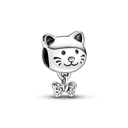PANDORA Katze & Schleife Charm aus Sterling Silber mit Zirkonia - Kompatibel mit PANDORA Moments Armbänder PANDORA Katze & Schleife Charm aus Sterling Silber mit Zirkonia - Kompatibel mit PANDORA Moments Armbänder von PANDORA
