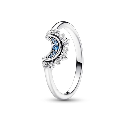 PANDORA Celestial Blue Sparkling Moon Ring 192675C01-60 von PANDORA