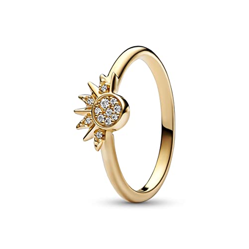 PANDORA Moments Himmlisch Funkelnder Sonnenring mit 14 Karat vergoldeter Metalllegierung mit klaren Cubic Zirkonia Steinchen in der Größe 52, 162674C01-52 PANDORA Moments Himmlisch Funkelnder Sonnenring mit 14 Karat vergoldeter Metalllegierung mit klaren Cubic Zirkonia Steinchen in der Größe 52, 162674C01-52 von PANDORA