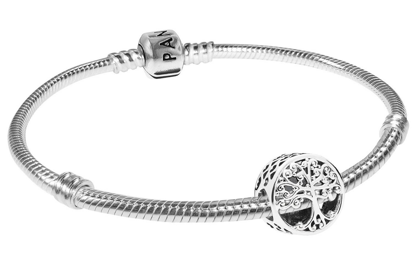 Pandora Charm-Armband Damen-Silber 925 mit Charm Familienwurzeln von Pandora