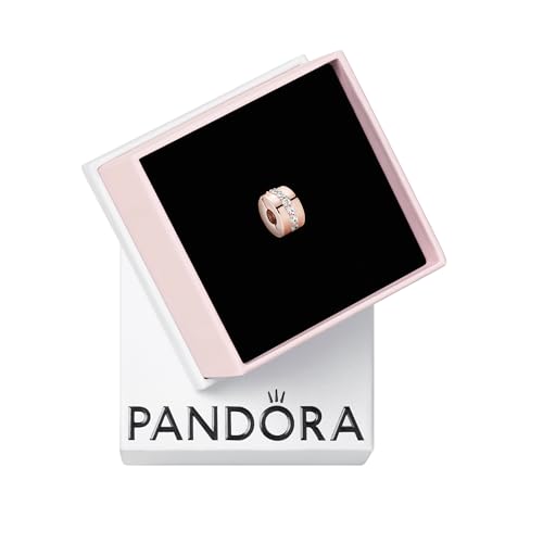 PANDORA Clip Funkelndes Zwischenelement Charm in 14 Karat rosévergoldeter Metalllegierung mit Cubic Zirkonia Steinen Moments Collection von PANDORA