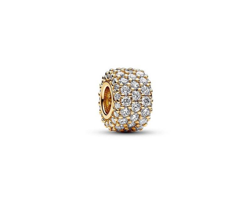 Pandora Charm-Einhänger 762820C01 Charm Damen Funkelndes Dreireihiges Pavé Zirkonia Vergoldet von Pandora