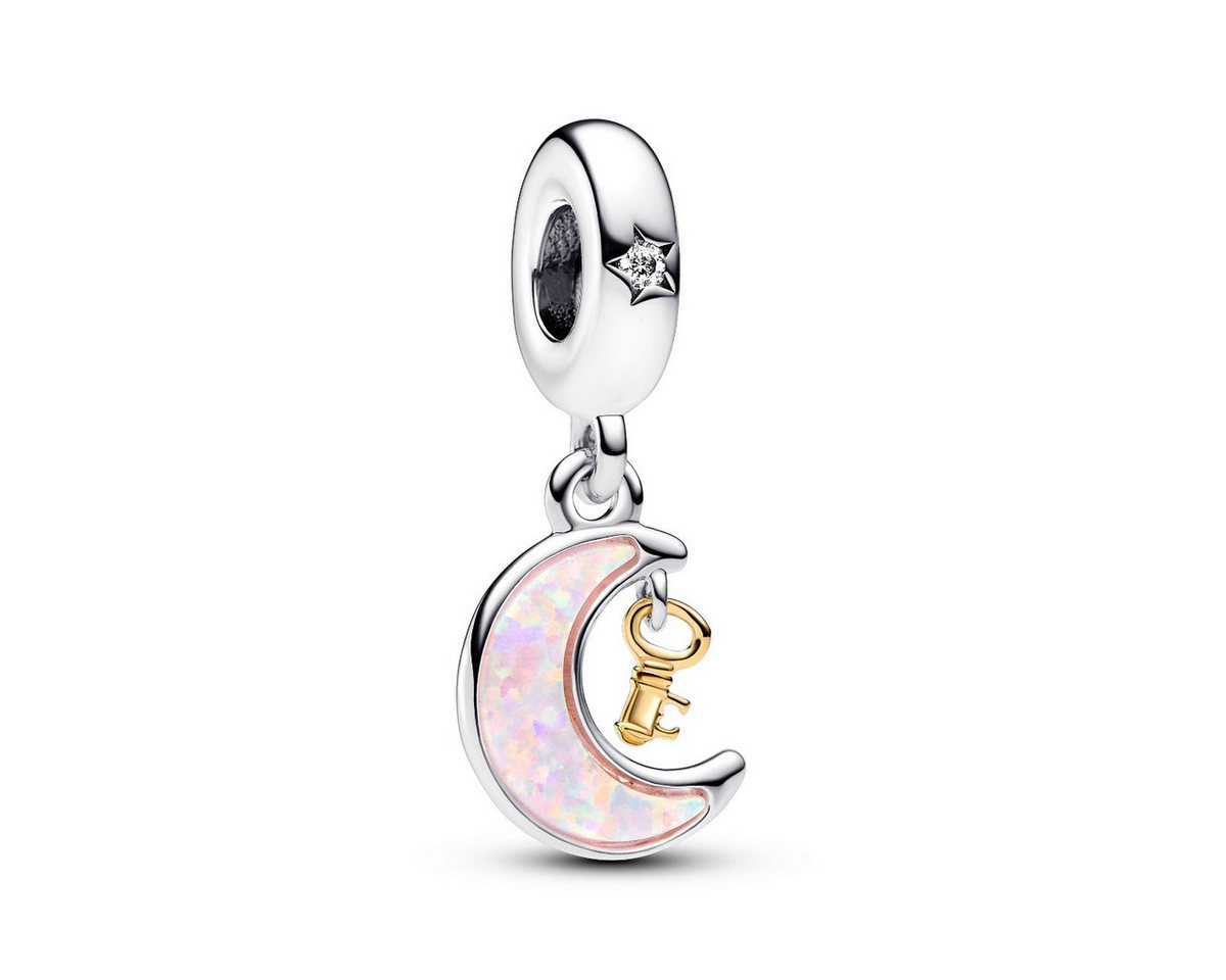 Pandora Charm-Einhänger 762985C01 Charm-Anhänger Damen Schlüssel & Mond Opal Silber Vergolde von Pandora