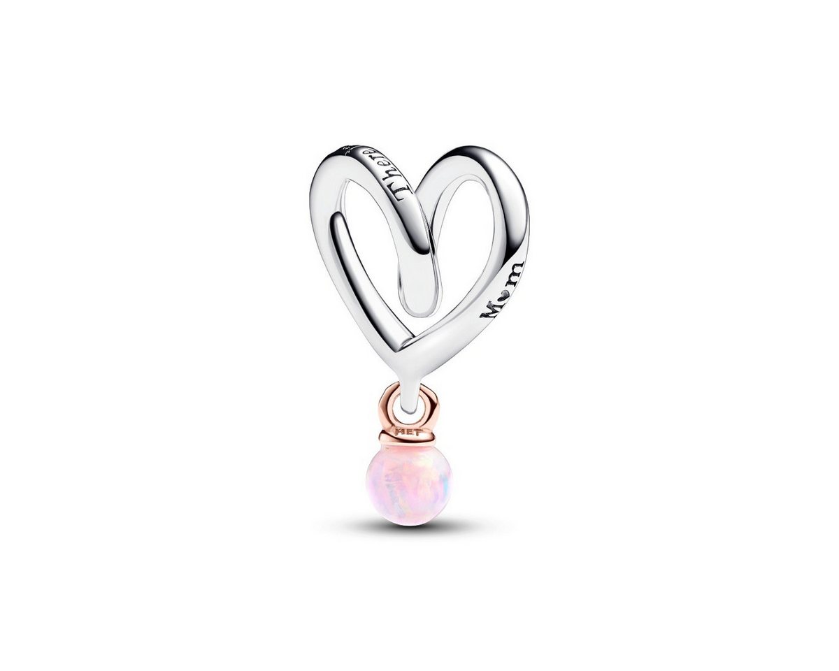 Pandora Charm-Einhänger 783242C01 Charm Damen Eingehülltes Herz Opal Rosa Silber Rosé von Pandora