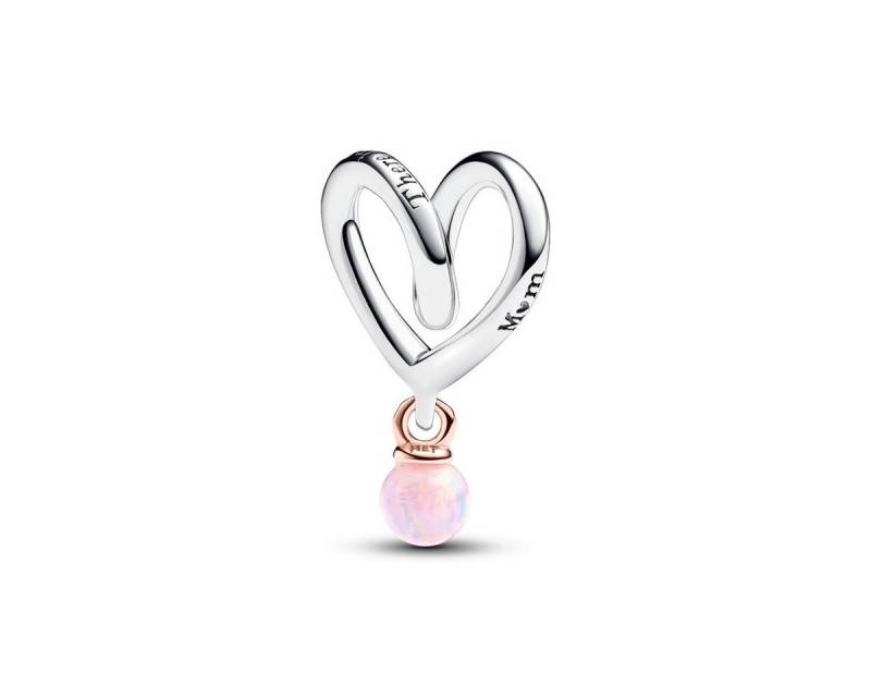 Pandora Charm-Einhänger 783242C01 Charm Damen Eingehülltes Herz Opal Rosa Silber Rosé von Pandora