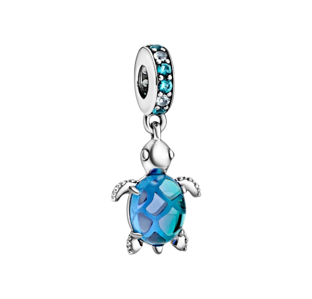Pandora Charm-Einhänger 798939C01*, Schildkröte, Blau, Murano-Glas, Kristalle von Pandora