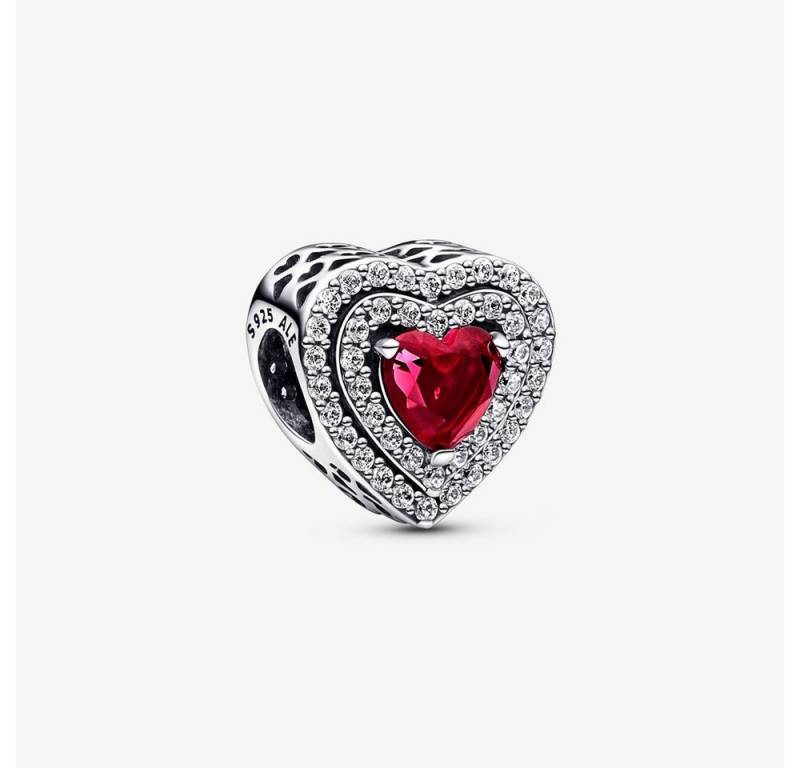 Pandora Charm-Einhänger 799218C02 Charm Damen Funkelndes Mehrstufiges Rotes Herz Sterling-Silb von Pandora