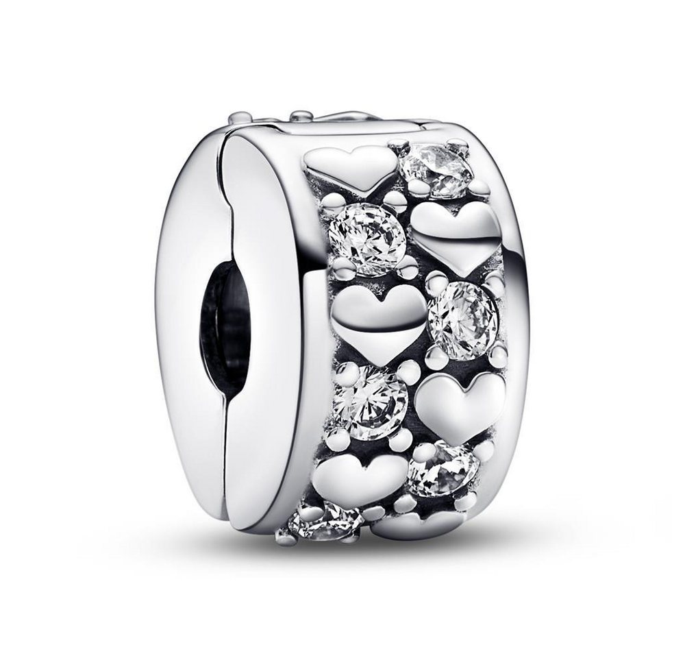 Pandora Charm-Einhänger Clip Charm Herzen aus 925er Silber mit Zirkonia von PANDORA von Pandora