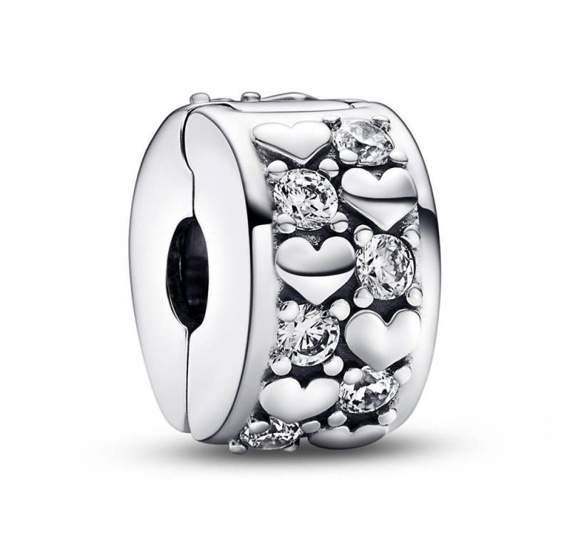Pandora Charm-Einhänger Clip Charm Herzen aus 925er Silber mit Zirkonia von PANDORA von Pandora