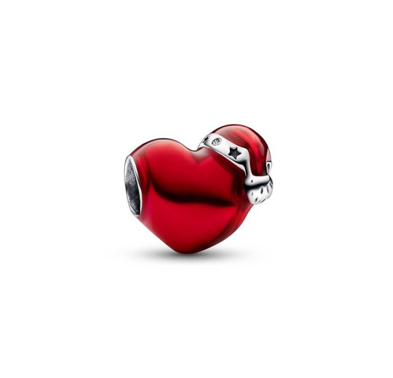 Pandora Charm-Einhänger Pandora Rotes Metallic-Weihnachtsherz Charm 792336C01 von Pandora