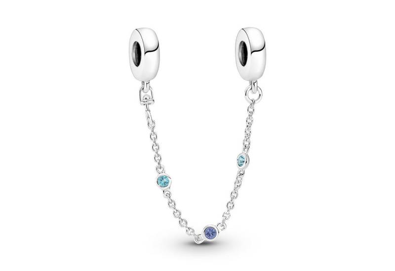 Pandora Charm-Einhänger Sicherheitskette Silber Dreifacher Blauer Stein von Pandora