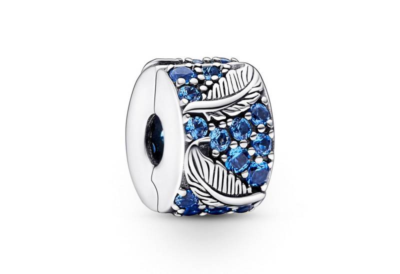 Pandora Charm Kristall Silber Clip Geschwungene Feder & Pavé von Pandora