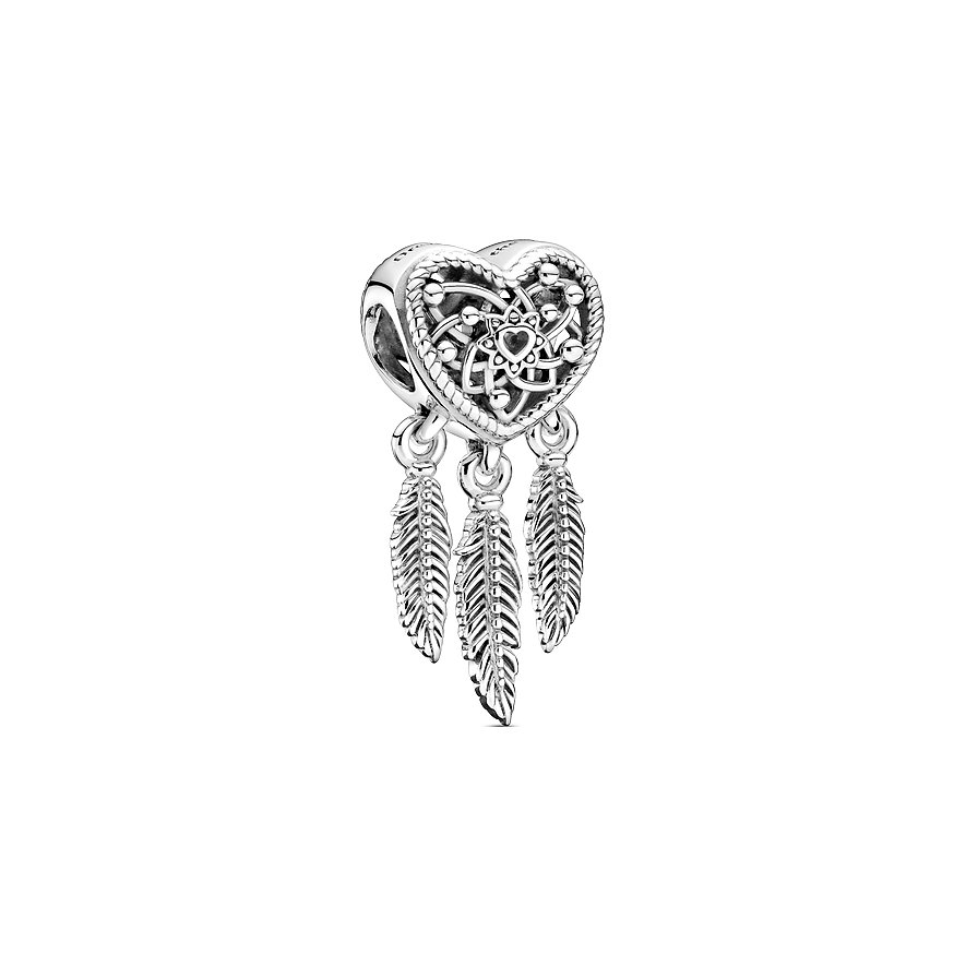 Pandora Charm Moments Offen gearbeitetes Herz & drei Federn Traumfänger 799107C00 von Pandora