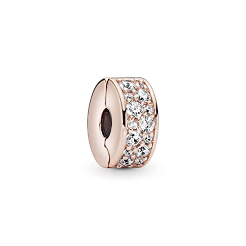 PANDORA Klarer Pavé Clip in Roségold mit 14 Karat rosévergoldete Metalllegierung und Cubic Steinen Moments Collection von PANDORA