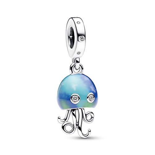 PANDORA farbwechselnde Qualle Charm-Anhänger aus Sterling Silber mit Zirkonia Moments Collection, Kompatibel Moments Armbändern, 792704C01 von PANDORA