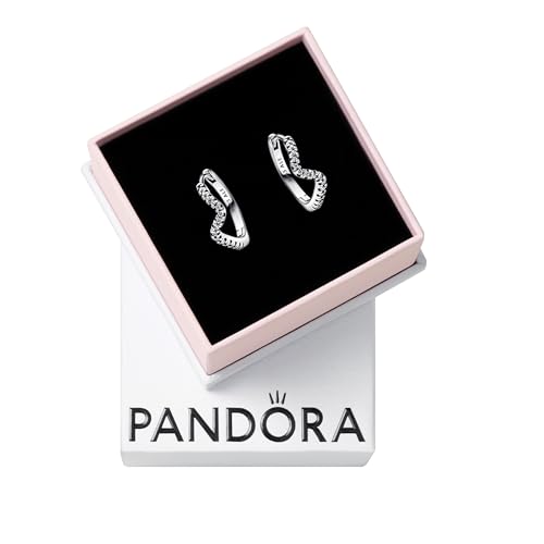 PANDORA Funkelnde Welle Creolen aus Sterlingsilber mit Zirkonia in der Farbe Silber, PANDORA Timeless Collection, 292545C01 von PANDORA