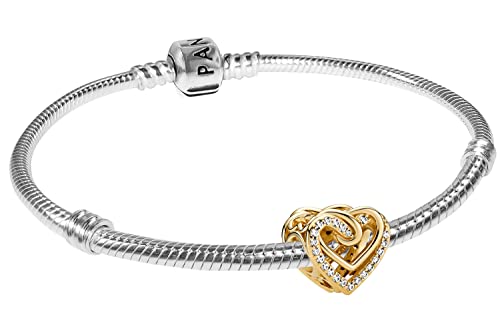 Pandora Damen-Armband Silber 925 Verschlungenes Herz Goldfarben 41746-19 19 cm von Pandora