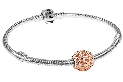 PANDORA Damen-Armband Herzstrudel Rosé 925 Silber Bundle zauberhafter Silberschmuck für Frauen, elegante Geschenkidee, 51640-20 20 cm von PANDORA