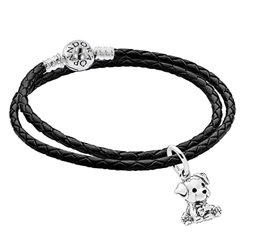 PANDORA Damen-Armband im Set mit Charm-Anhänger Labrador Puppy zauberhafter Armschmuck für Frauen, elegante Geschenkidee, 51524-38 38 cm von PANDORA