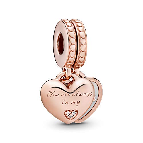 PANDORA ROSE Charm-Anhänger "Mutter & Tochter Herzen" Zirkonia Emaille silberfarben 782072EN23 von PANDORA