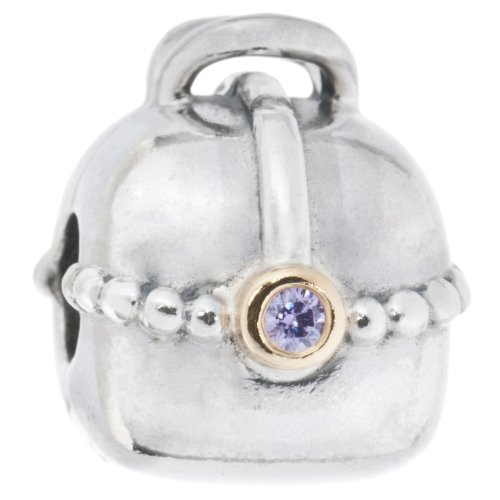 PANDORA Damen-Charmclip Purse Purple Cubic Zirconium and 14K Gold Bezel 790597Acz von PANDORA