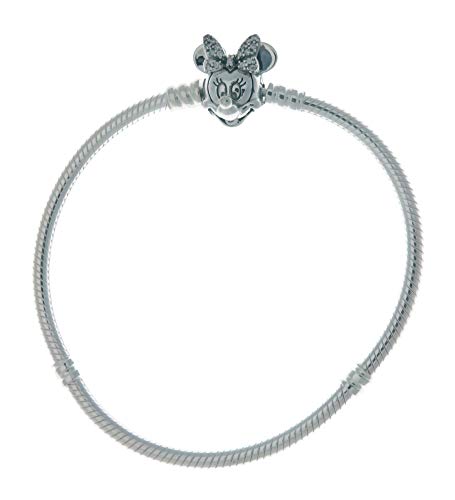 PANDORA Disney Pavé Minnie Maus-Kugelverschluss Schlangen-Gliederarmband Sterling Silber 19 cm von PANDORA