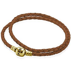 PANDORA Damen Leder Armband Dopp. m 14k Gold 550705CBN-D3 von PANDORA