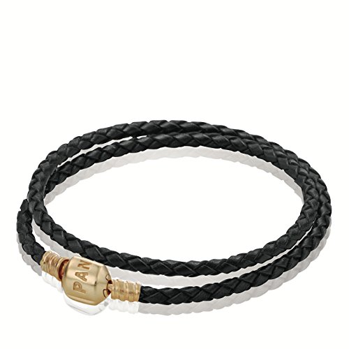 PANDORA Damen Leder Armband Dopp. m 14k Gold 550705CGY-D2 von PANDORA