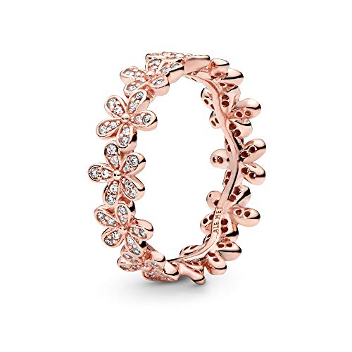 PANDORA Daisy Flower Ring mit 14 Karat rosévergoldete Metalllegierung und Cubic Zirkonia Steinen Moments Collection, Größe 52 von PANDORA