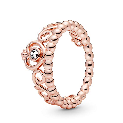 Pandora Princess Tiara Crown Ring in Roségold mit 14 Karat rosévergoldete Metalllegierung und Cubic Zirkonia Steinen Moments Collection, Größe 54 von Pandora