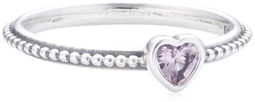 Pandora Damen-Ring 925 Silber Synthetischer Saphir pink Gr. 50 (15.9) - 190896SLP-50 von Pandora