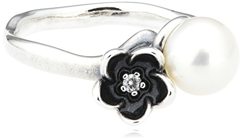 Pandora Damen-Ring 925 Silber Zirkonia transparent Süßwasser-Zuchtperle Weiß Gr. 60 (19.1) - 190924P-60 von Pandora