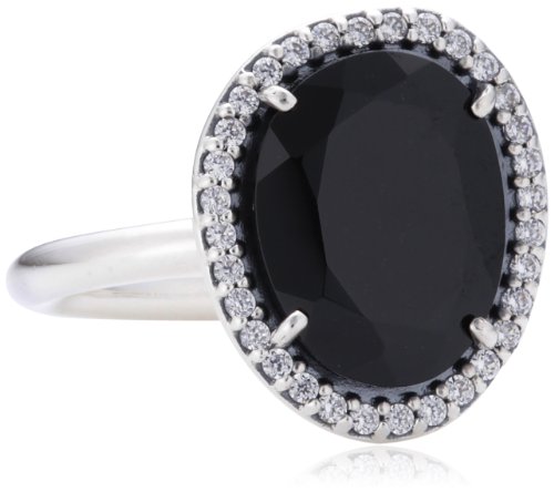 PANDORA Damen-Ring 925 Sterling Silber Spinell schwarz Gr.50 (15.9) 190893SPB-50 von PANDORA