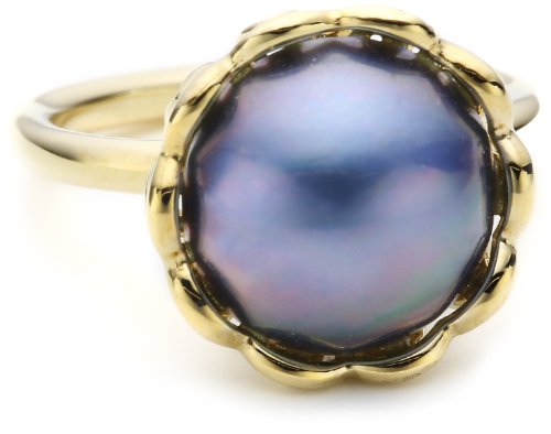Pandora Damen-Ring Gold mit Blauer Perle 150167Pbl58 von PANDORA