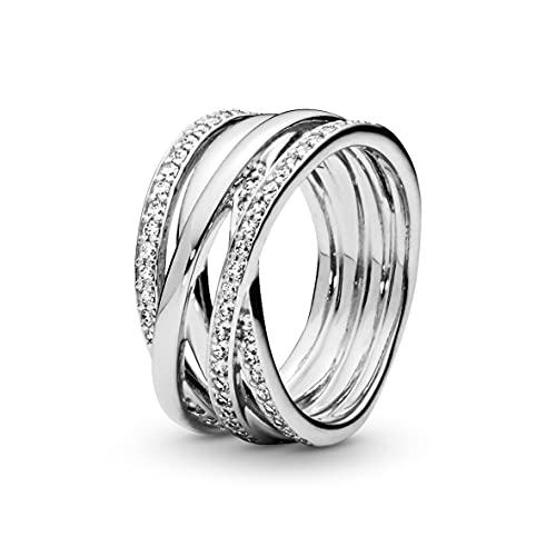 PANDORA Damen-Stapelring 925 Silber Zirkonia transparent Gr. 60 (19.1) - 190919CZ-60 von PANDORA