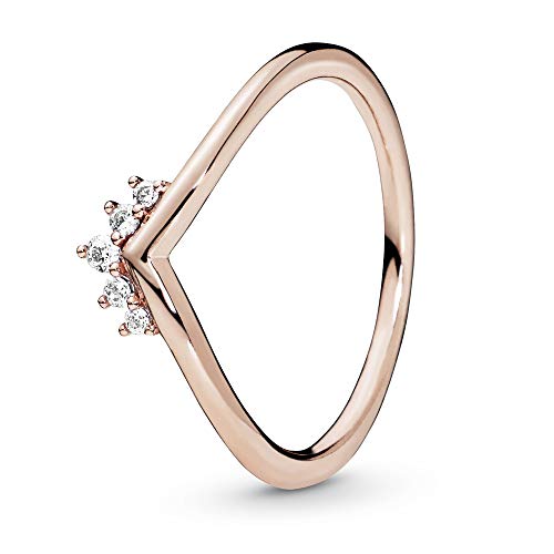 PANDORA Diadem-Wishbone Ring in Roségold mit 14 Karat rosévergoldete Metalllegierung und Cubic Zirkonia Steinen Timeless Collection, Größe 56 von PANDORA