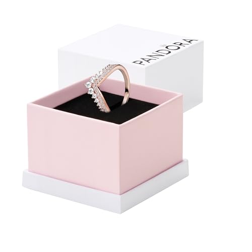 PANDORA Prinzessin-Wishbone Ring in Roségold mit 14 Karat rosévergoldete Metalllegierung und Cubic Zirkonia Steinen Timeless Collection, Größe 56 von PANDORA