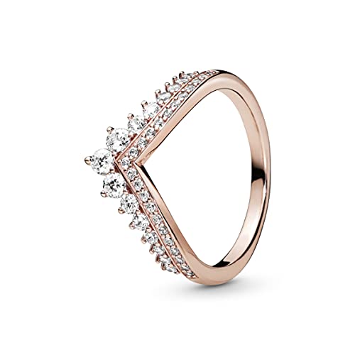 PANDORA Prinzessin-Wishbone Ring in Roségold mit 14 Karat rosévergoldete Metalllegierung und Cubic Zirkonia Steinen Timeless Collection, Größe 56 von PANDORA