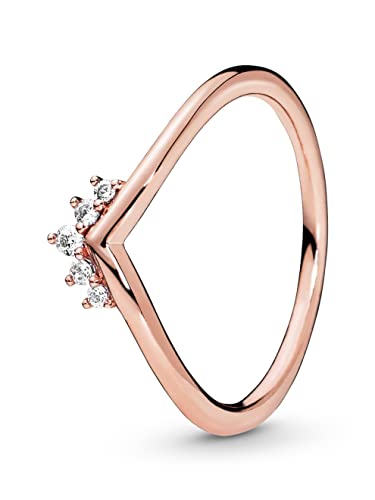 PANDORA Diadem-Wishbone Ring in Roségold mit 14 Karat rosévergoldete Metalllegierung und Cubic Zirkonia Steinen Timeless Collection, Größe 48 von PANDORA