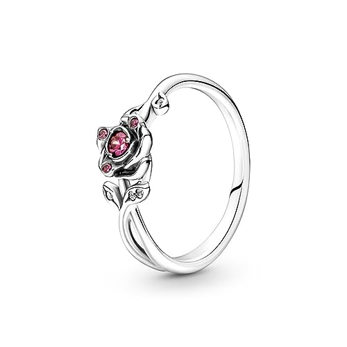 PANDORA Disney Die Schöne und das Biest Rose Ring in Sterling-Silber mit Zirkonia, Gr. 52, 190017C01-52 von PANDORA