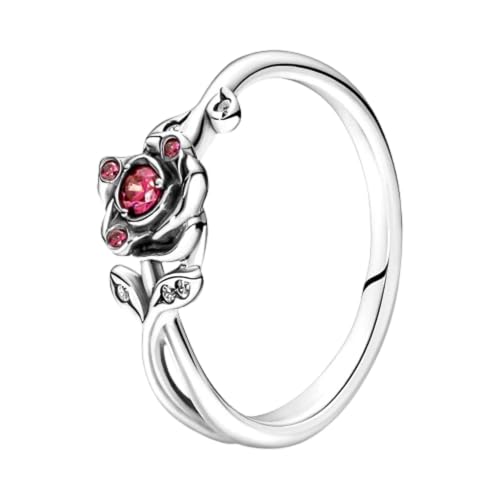 PANDORA Disney Die Schöne und das Biest Rose Ring in Sterling-Silber mit Zirkonia, Gr. 56, 190017C01-56 von PANDORA