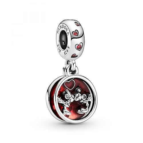 PANDORA Disney Micky Maus & Minnie Maus Liebe und Küsse Charm-Anhänger aus Sterling Silber und Zirkonia Steinchen - Größe: 1,1cm von PANDORA