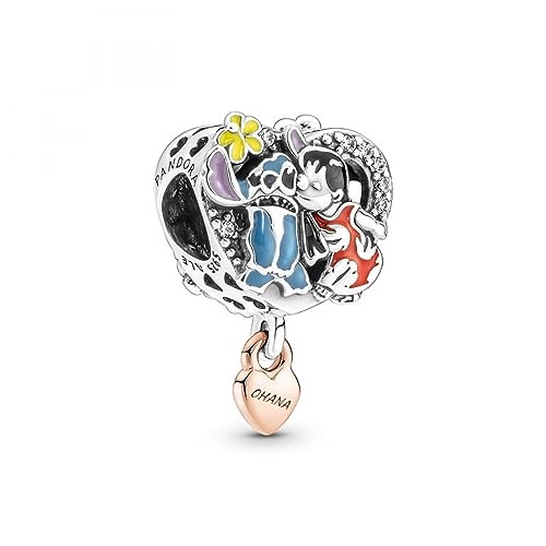 PANDORA Moments Disney Ohana Lilo & Stitch Inspiriertes Charm aus Sterling-Silber und 14 Karat rosévergoldeter Metalllegierung mit Cubic Zirkonia, 781682C01 PANDORA Moments Disney Ohana Lilo & Stitch Inspiriertes Charm aus Sterling-Silber und 14 Karat rosévergoldeter Metalllegierung mit Cubic Zirkonia, 781682C01 von PANDORA