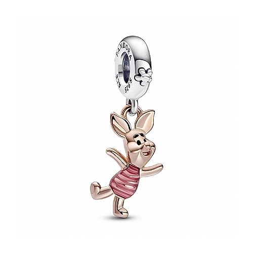PANDORA Disney Winnie Puuh Ferkel Charm-Anhänger aus Sterling-Silber und 14 Karat rosévergoldeter Metalllegierung - kompatibel mit PANDORA Moments Armbänder von PANDORA