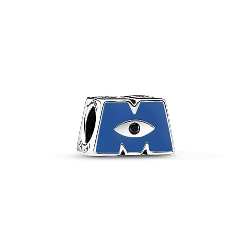 PANDORA Moments Disney Pixar Die Monster AG Logo M Charm aus Sterling Silber mit Kristallen, Kompatibel Moments Armbändern, 792753C01 von PANDORA