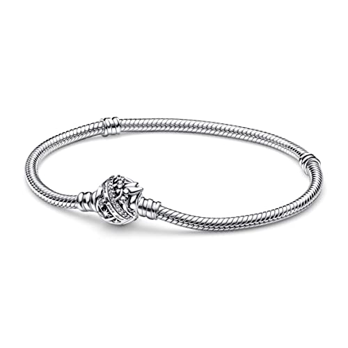 PANDORA Disney Tinker Bell Clasp Moments Schlangen-Gliederarmband mit Zirkonia in der Farbe Silber, Länge: 17cm, Disney X PANDORA Kollektion, 592548C01-17 von PANDORA