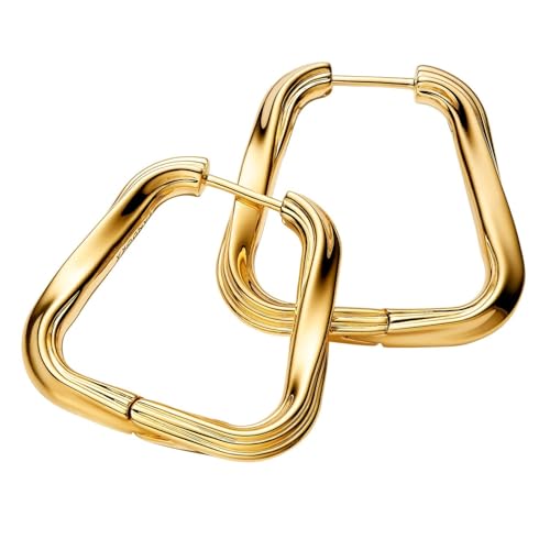 Pandora Essence Große Verdrehtes Dreieck Creolen-Ohrringe aus 14 Karat Vergoldetem Sterling Silber, 263876C00 von PANDORA