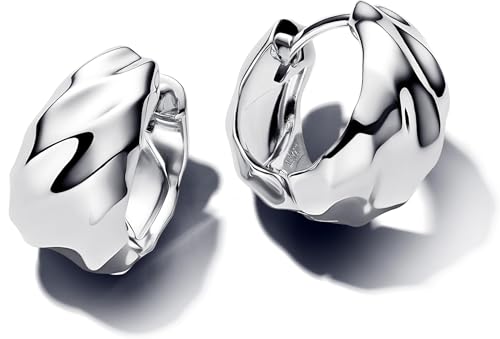 Pandora Essence Kleine Gewellte Creolen-Ohrringe aus Sterling Silber, 293874C00 von PANDORA